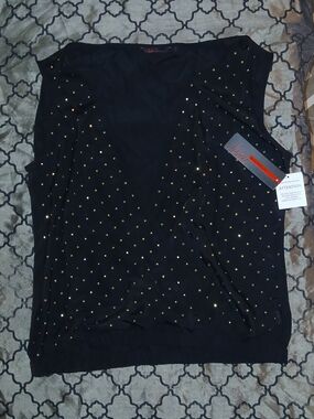 sofia by sofia vergara Black Tank Top with Gold Studs